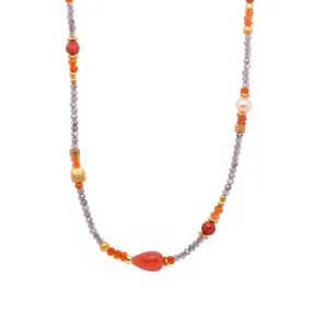 Carnelian, Pearls & Garnet 24K Gold Vermeil Necklace
