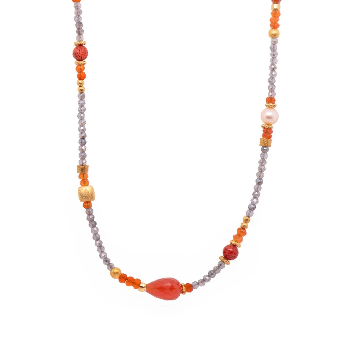 Carnelian, Pearls & Garnet 24K Gold Vermeil Necklace