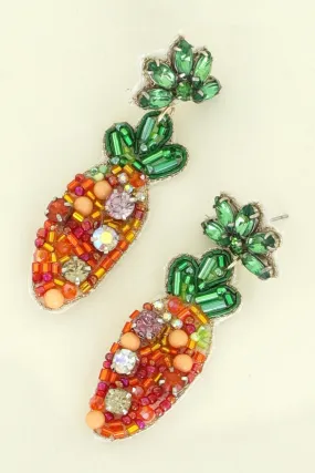 Carrot Beaded Earrings Orange