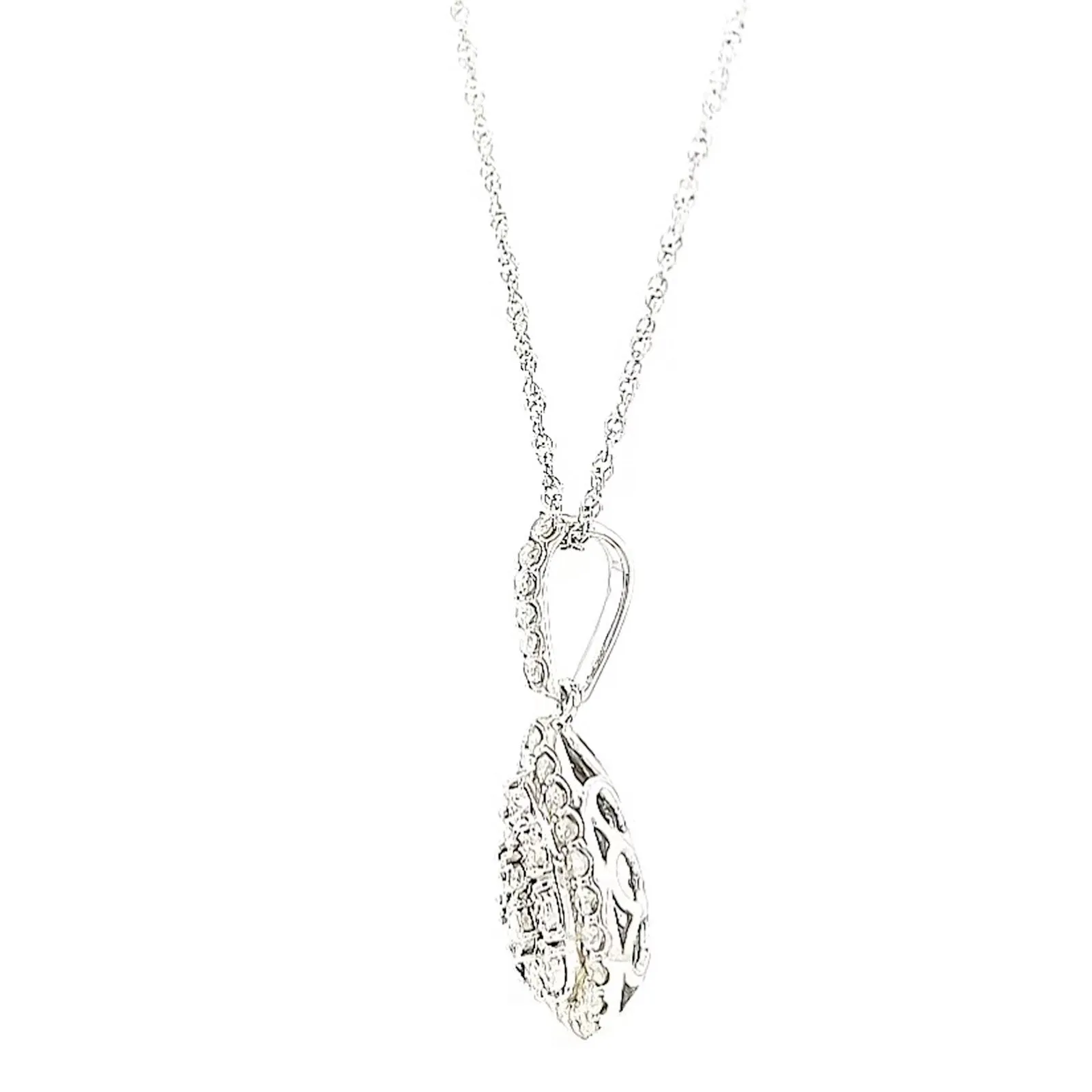 Celebration Sterling Silver Round Brilliant Cut 1/2 CARAT tw of Diamonds Pear Necklace Pendant