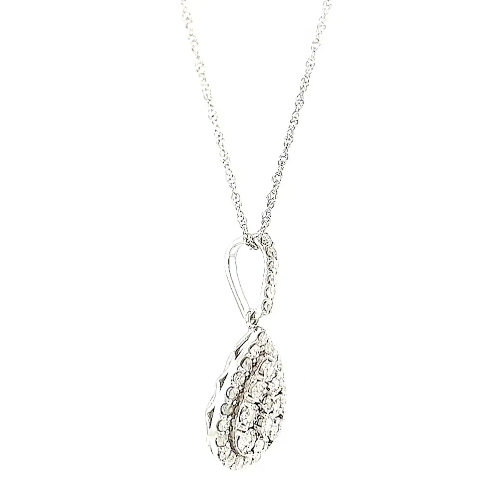 Celebration Sterling Silver Round Brilliant Cut 1/2 CARAT tw of Diamonds Pear Necklace Pendant