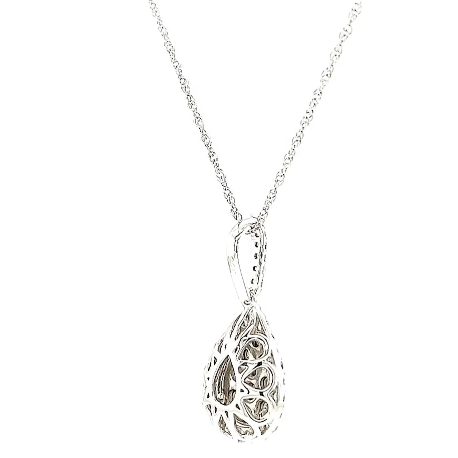 Celebration Sterling Silver Round Brilliant Cut 1/2 CARAT tw of Diamonds Pear Necklace Pendant