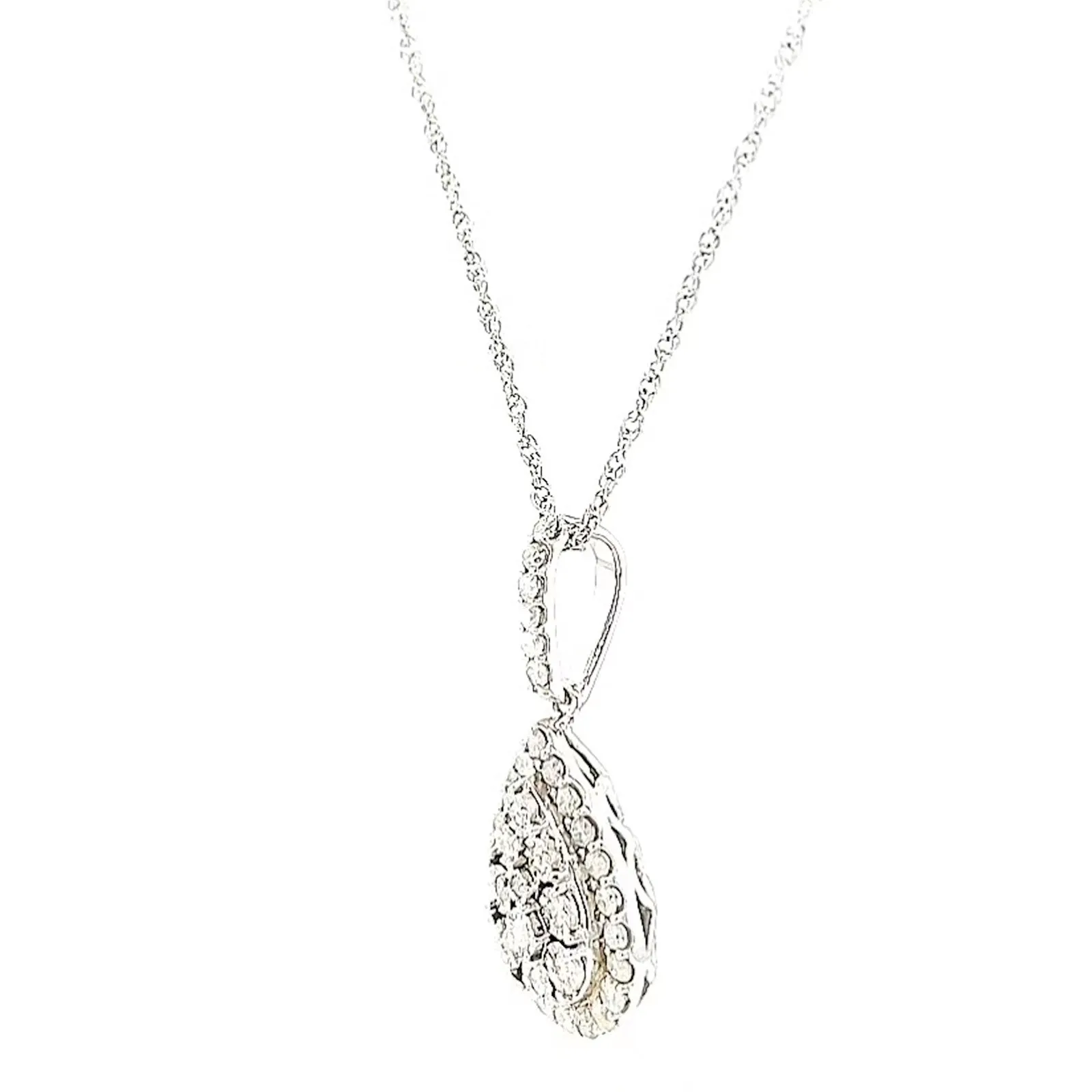 Celebration Sterling Silver Round Brilliant Cut 1/2 CARAT tw of Diamonds Pear Necklace Pendant