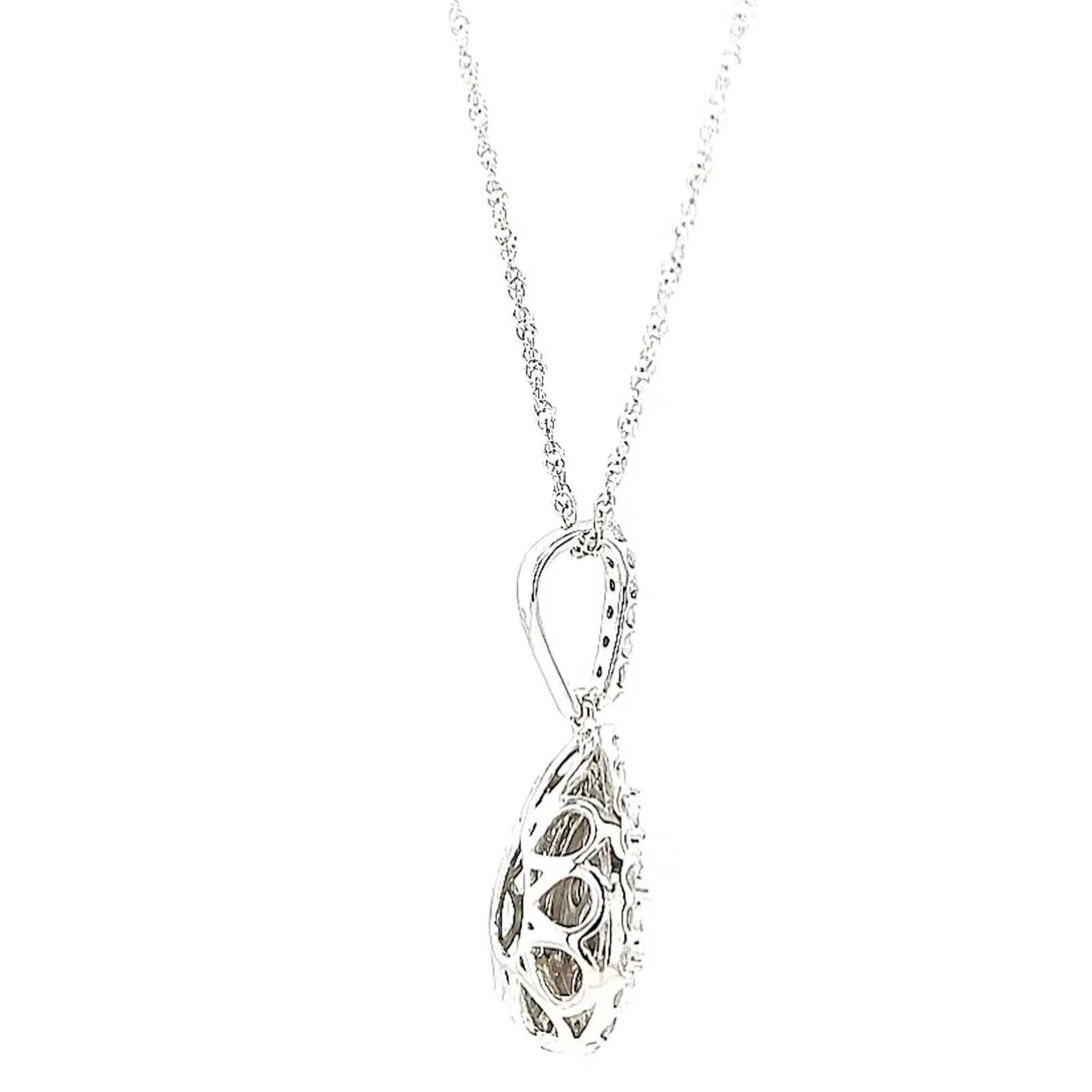 Celebration Sterling Silver Round Brilliant Cut 1/2 CARAT tw of Diamonds Pear Necklace Pendant