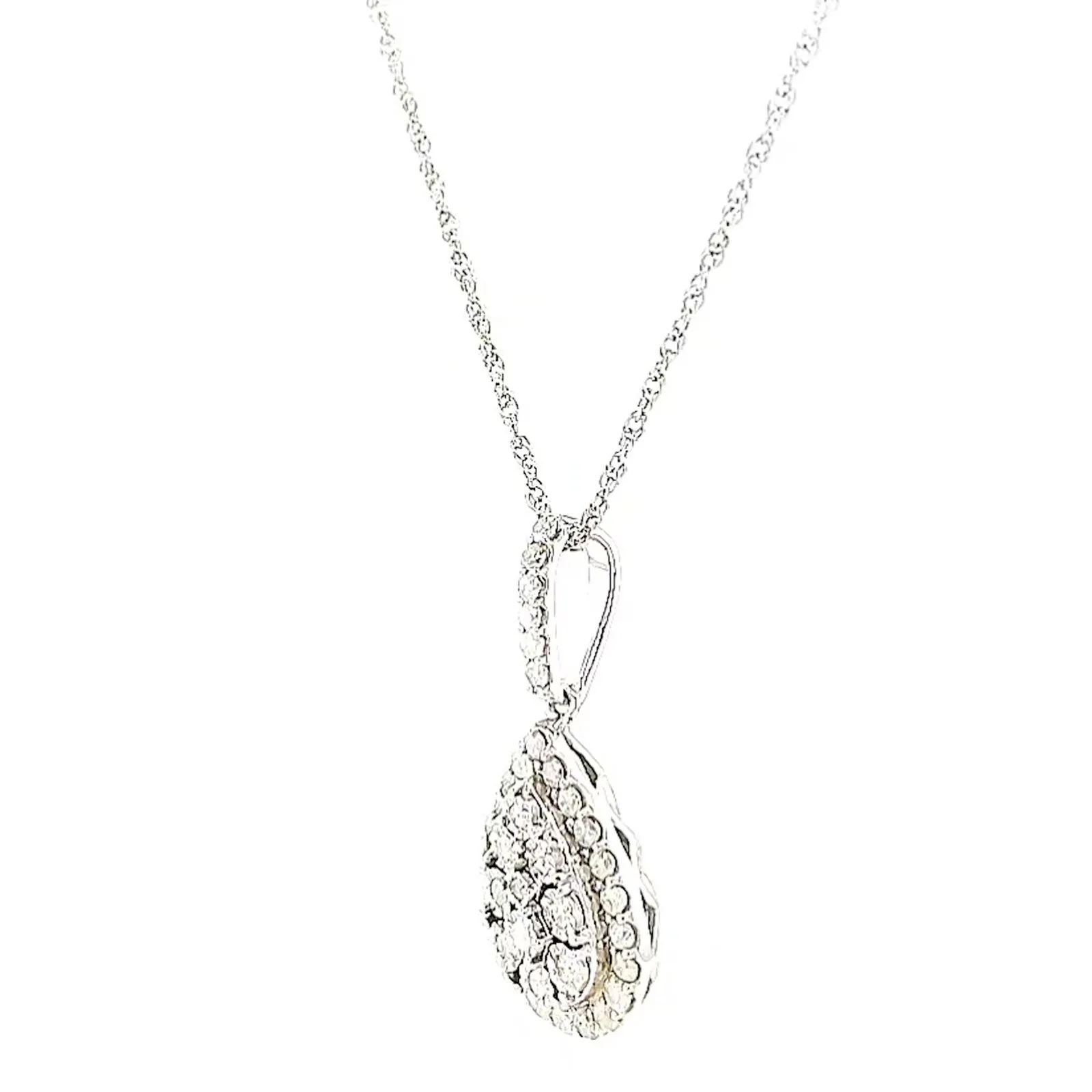 Celebration Sterling Silver Round Brilliant Cut 1/2 CARAT tw of Diamonds Pear Necklace Pendant