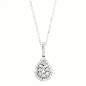 Celebration Sterling Silver Round Brilliant Cut 1/2 CARAT tw of Diamonds Pear Necklace Pendant