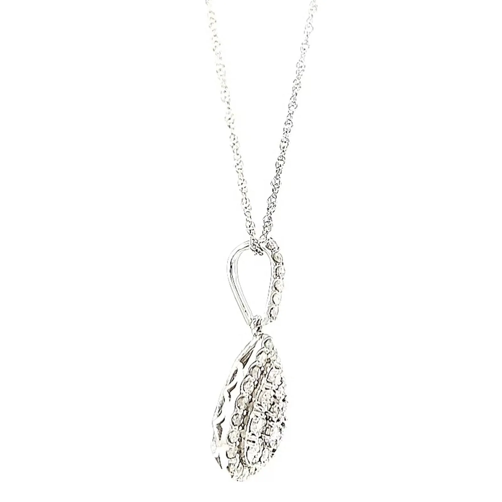 Celebration Sterling Silver Round Brilliant Cut 1/2 CARAT tw of Diamonds Pear Necklace Pendant