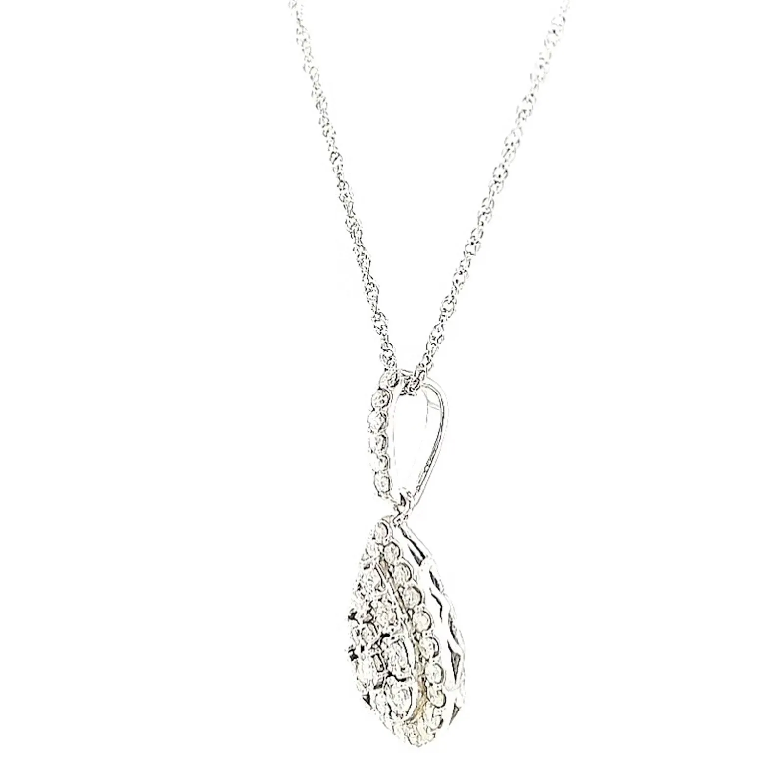 Celebration Sterling Silver Round Brilliant Cut 1/2 CARAT tw of Diamonds Pear Necklace Pendant
