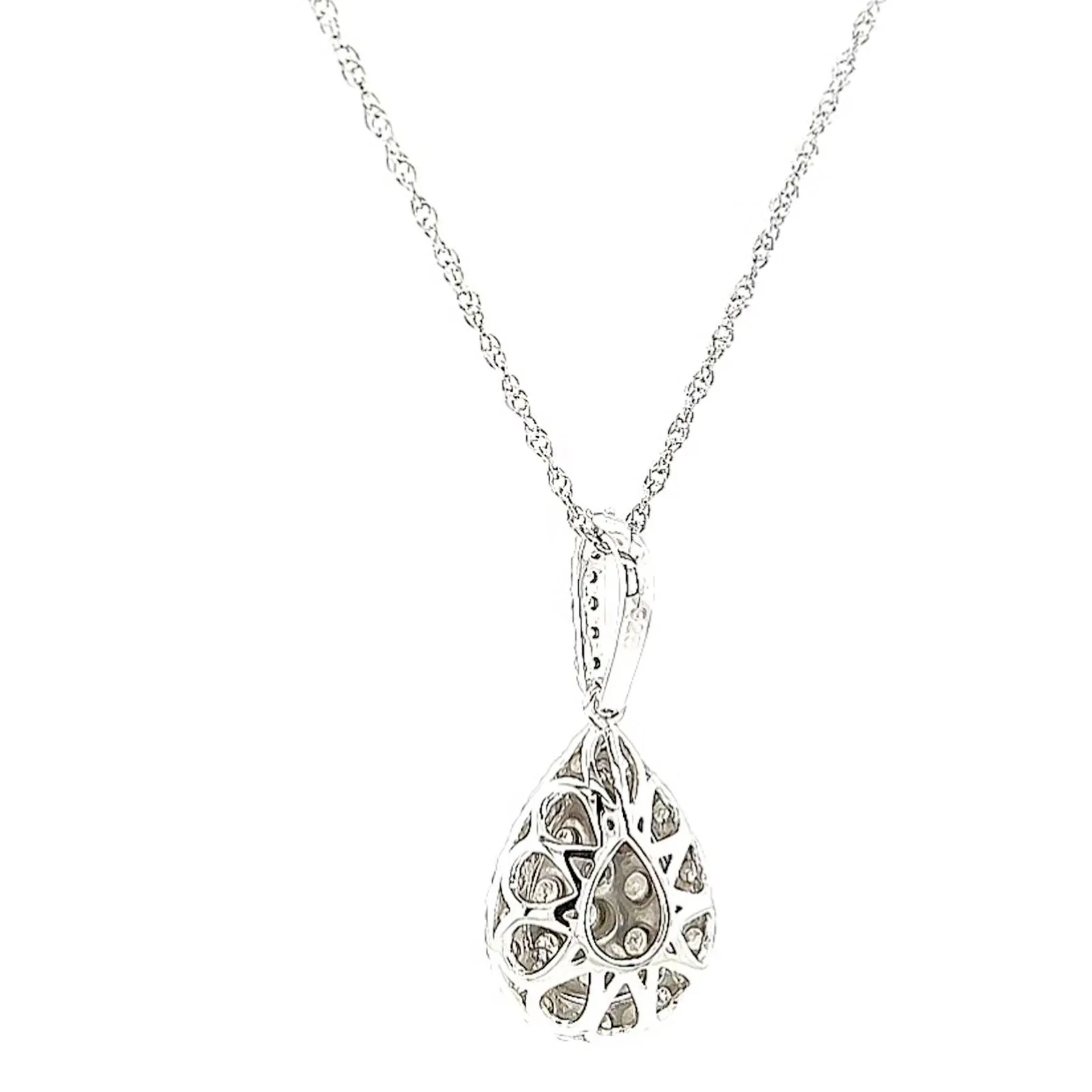Celebration Sterling Silver Round Brilliant Cut 1/2 CARAT tw of Diamonds Pear Necklace Pendant
