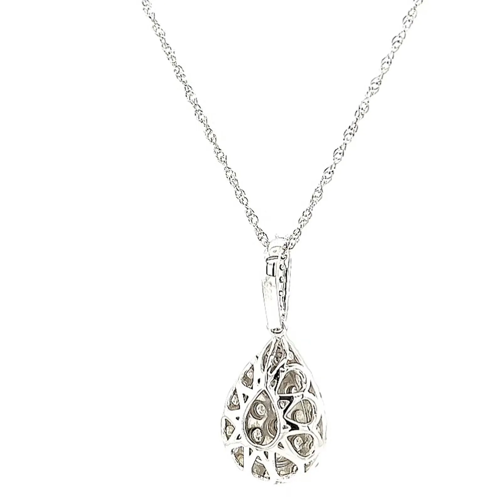 Celebration Sterling Silver Round Brilliant Cut 1/2 CARAT tw of Diamonds Pear Necklace Pendant