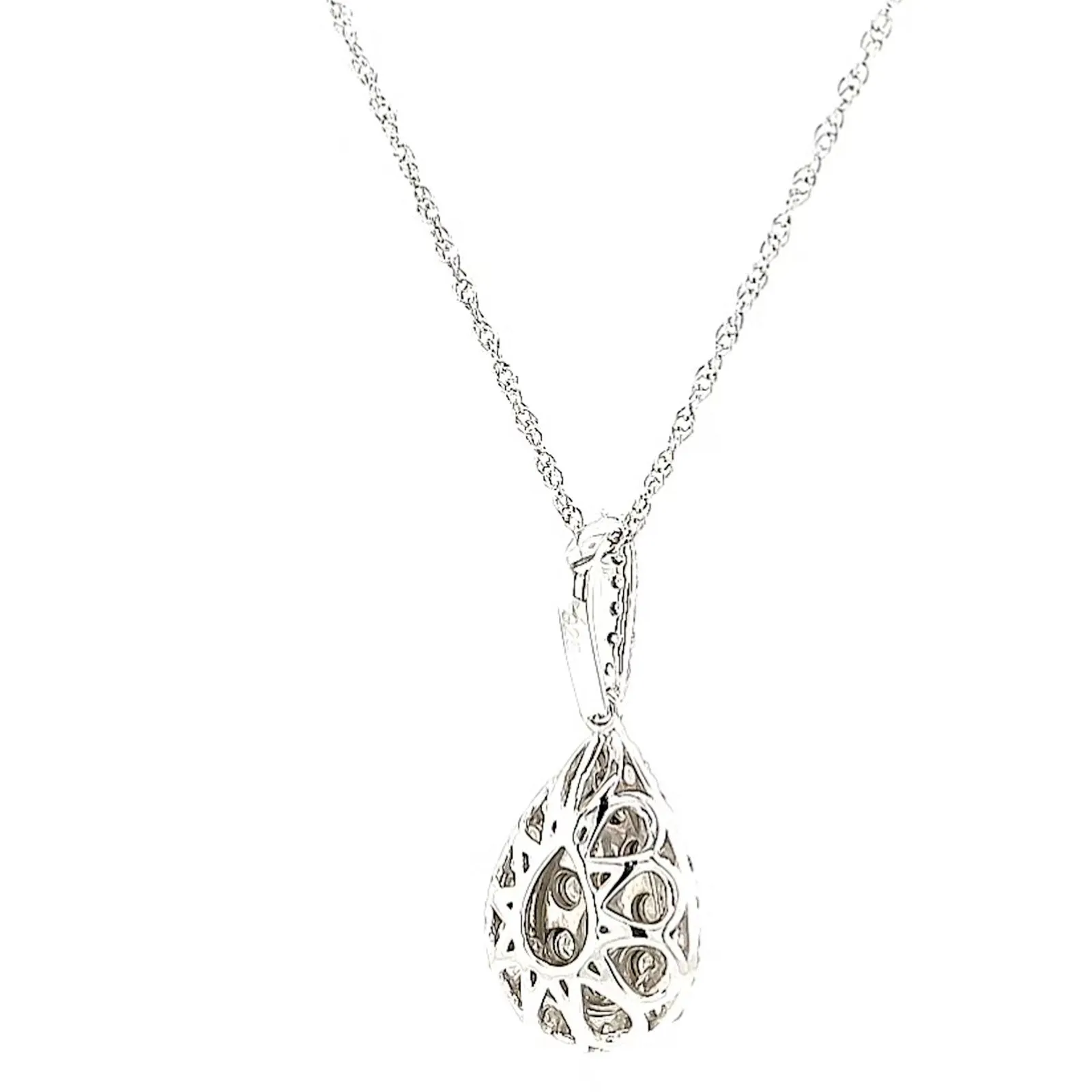 Celebration Sterling Silver Round Brilliant Cut 1/2 CARAT tw of Diamonds Pear Necklace Pendant