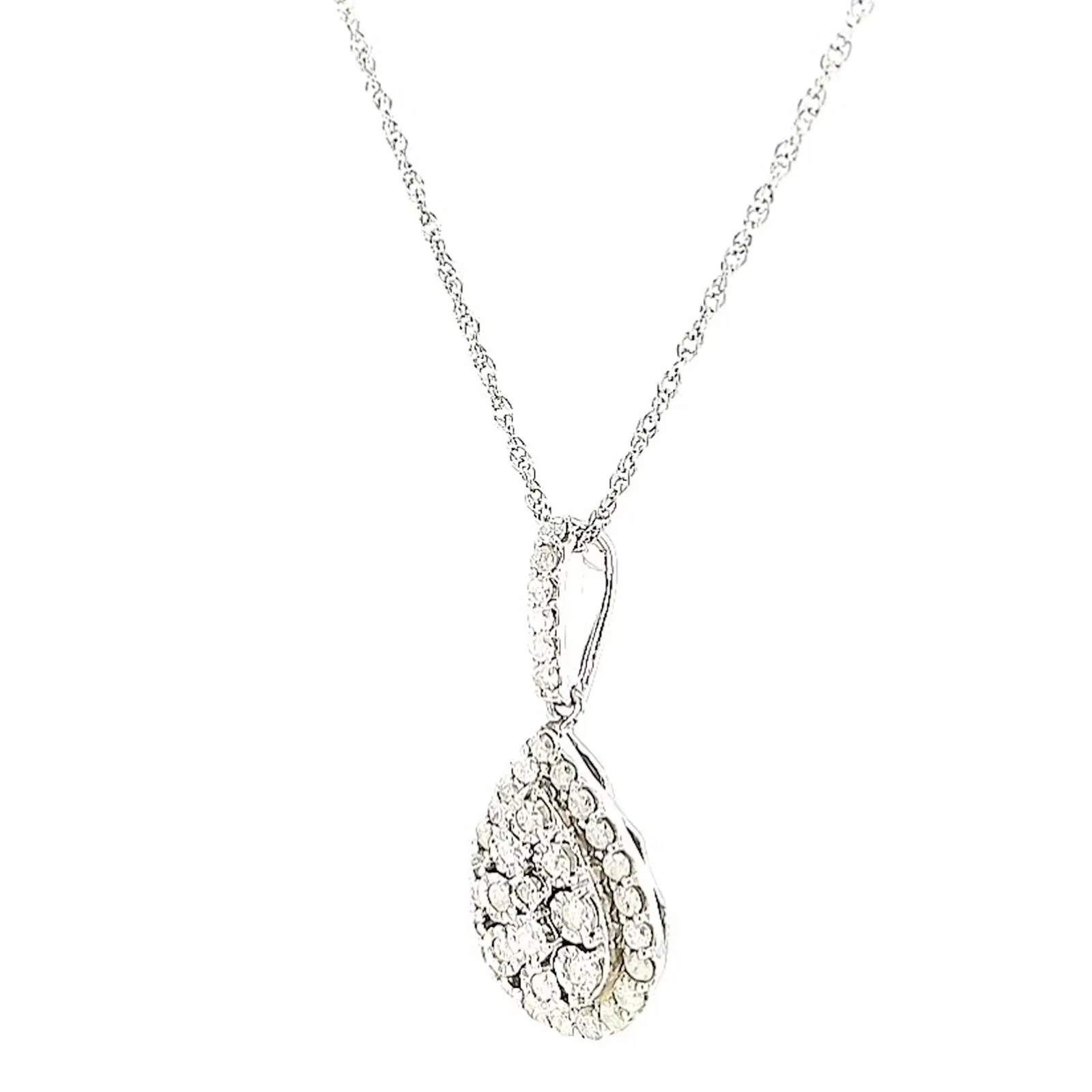 Celebration Sterling Silver Round Brilliant Cut 1/2 CARAT tw of Diamonds Pear Necklace Pendant