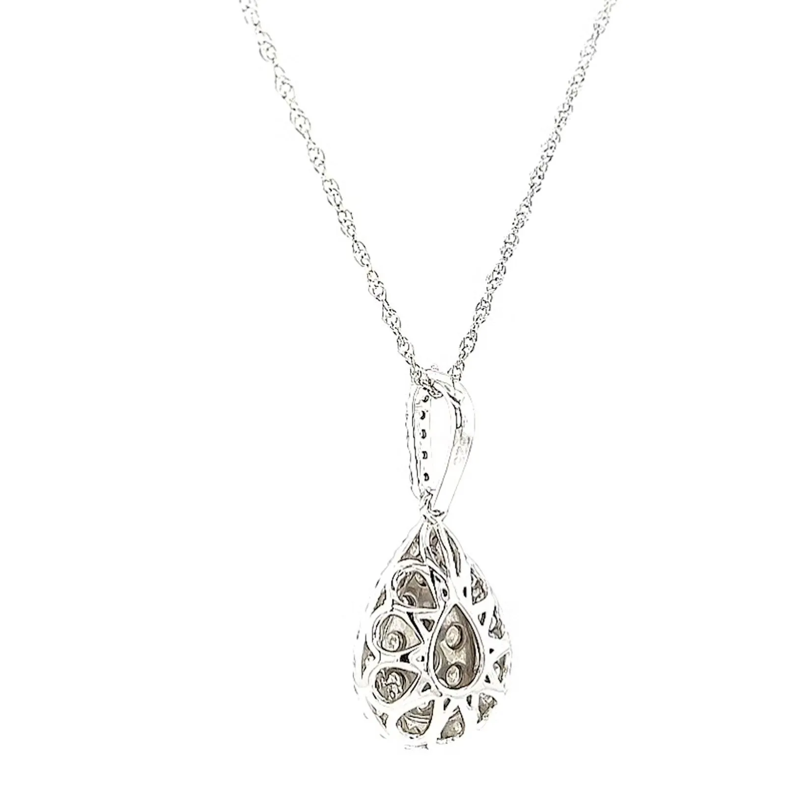 Celebration Sterling Silver Round Brilliant Cut 1/2 CARAT tw of Diamonds Pear Necklace Pendant