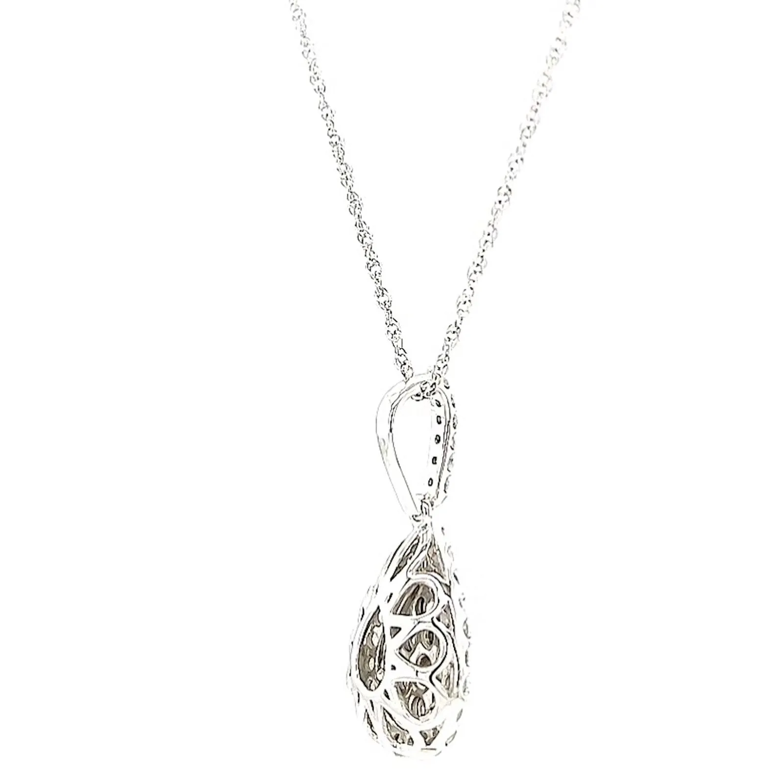 Celebration Sterling Silver Round Brilliant Cut 1/2 CARAT tw of Diamonds Pear Necklace Pendant