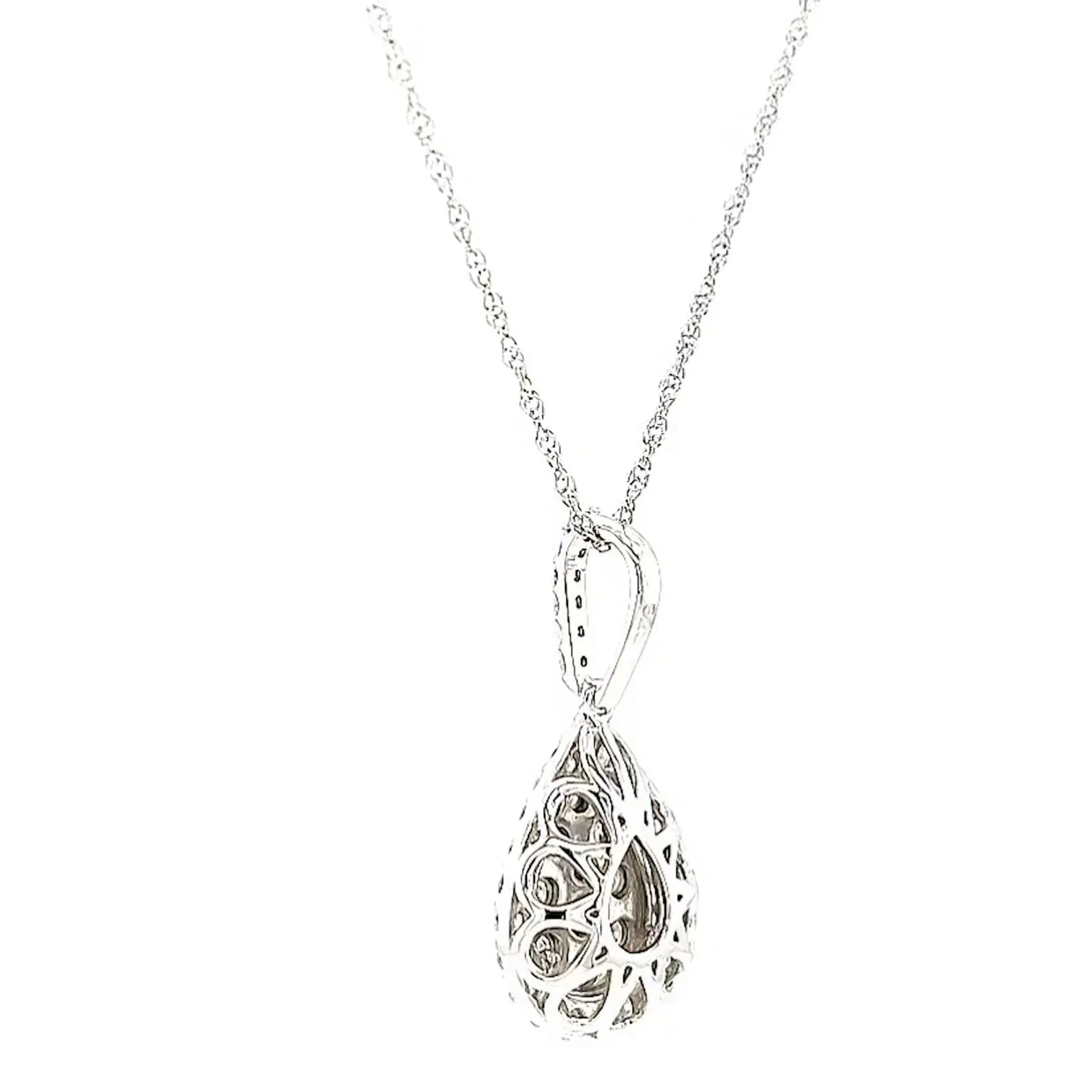 Celebration Sterling Silver Round Brilliant Cut 1/2 CARAT tw of Diamonds Pear Necklace Pendant