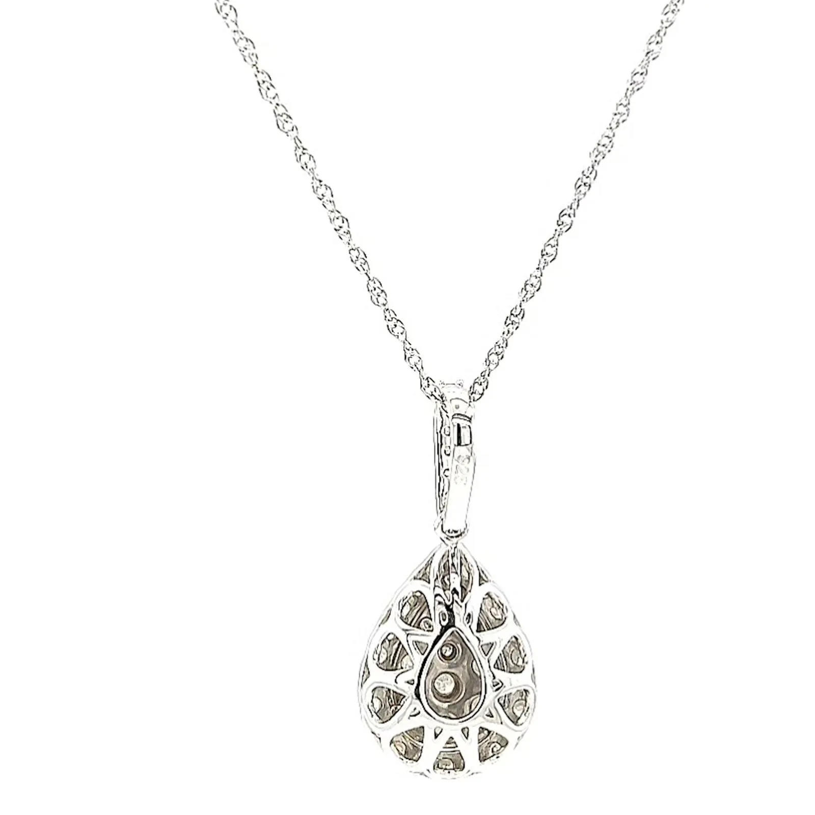 Celebration Sterling Silver Round Brilliant Cut 1/2 CARAT tw of Diamonds Pear Necklace Pendant