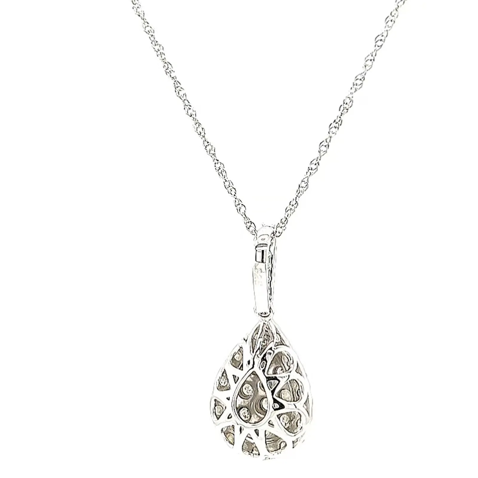 Celebration Sterling Silver Round Brilliant Cut 1/2 CARAT tw of Diamonds Pear Necklace Pendant