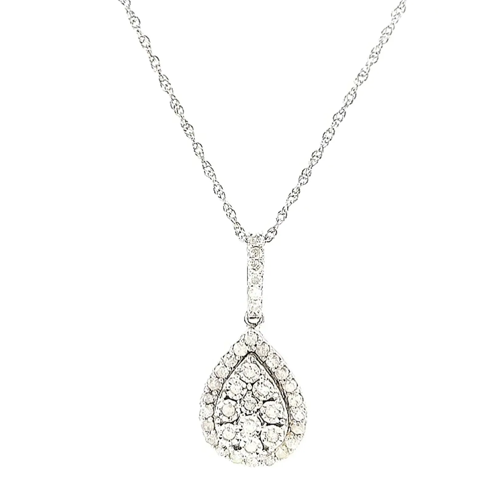 Celebration Sterling Silver Round Brilliant Cut 1/2 CARAT tw of Diamonds Pear Necklace Pendant