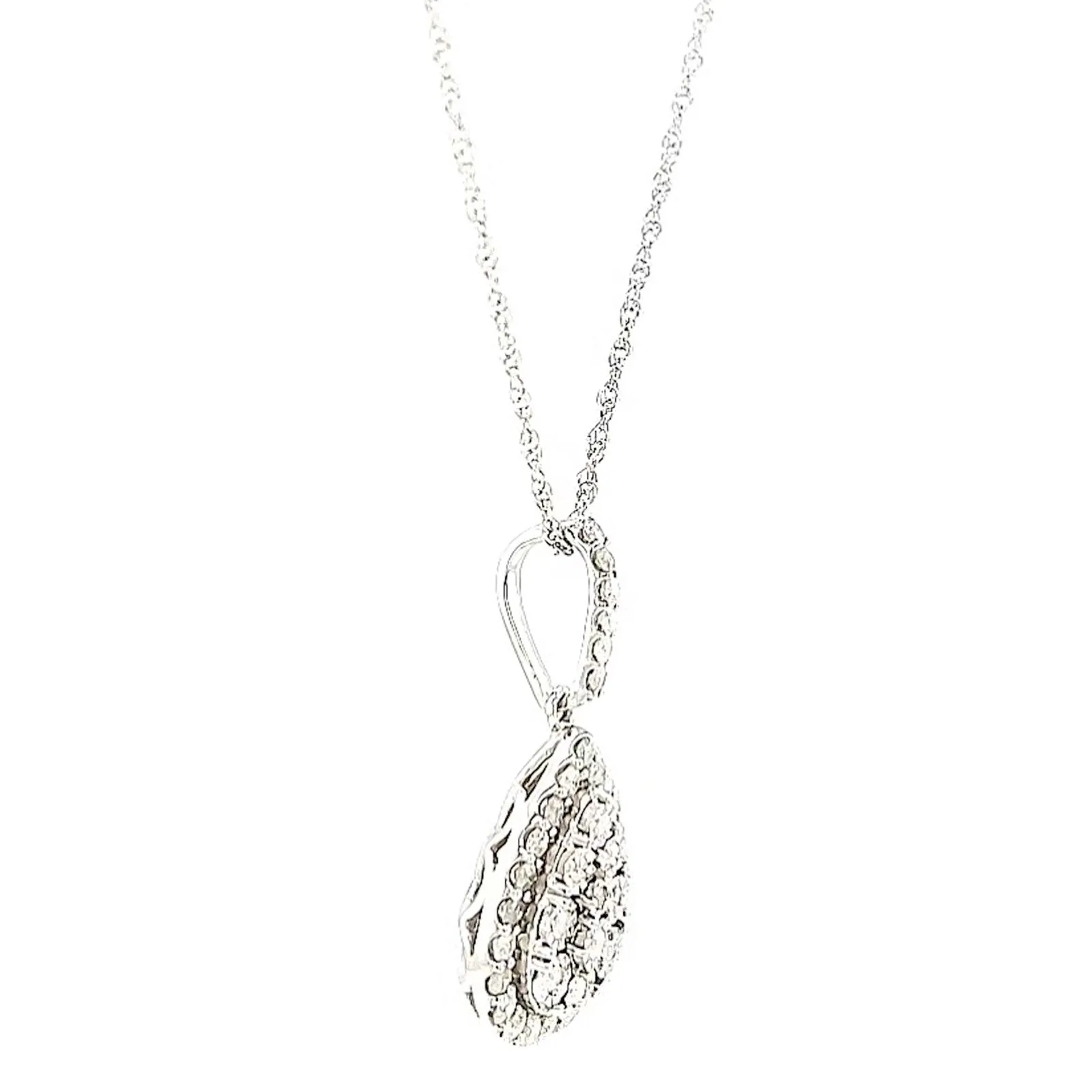 Celebration Sterling Silver Round Brilliant Cut 1/2 CARAT tw of Diamonds Pear Necklace Pendant