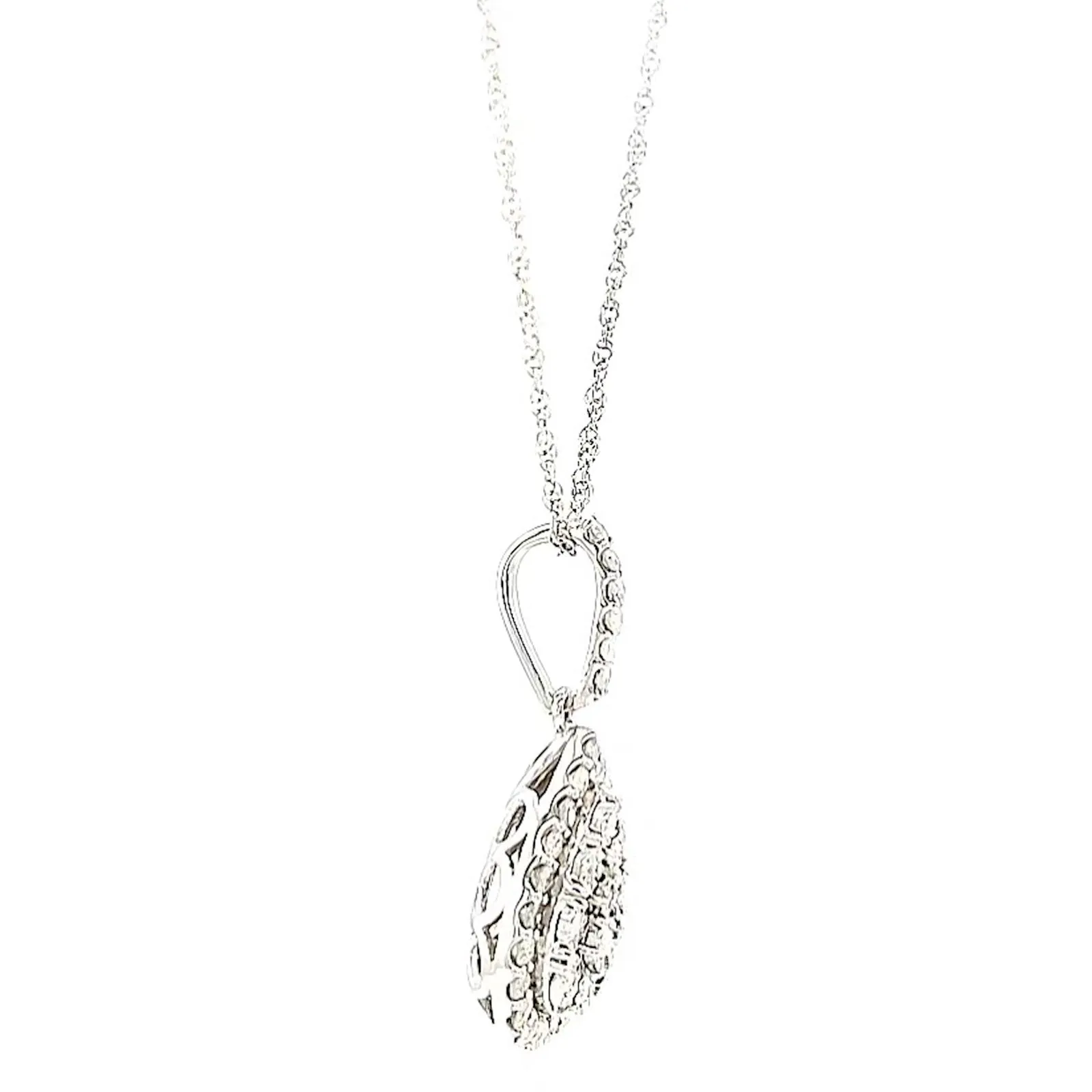 Celebration Sterling Silver Round Brilliant Cut 1/2 CARAT tw of Diamonds Pear Necklace Pendant