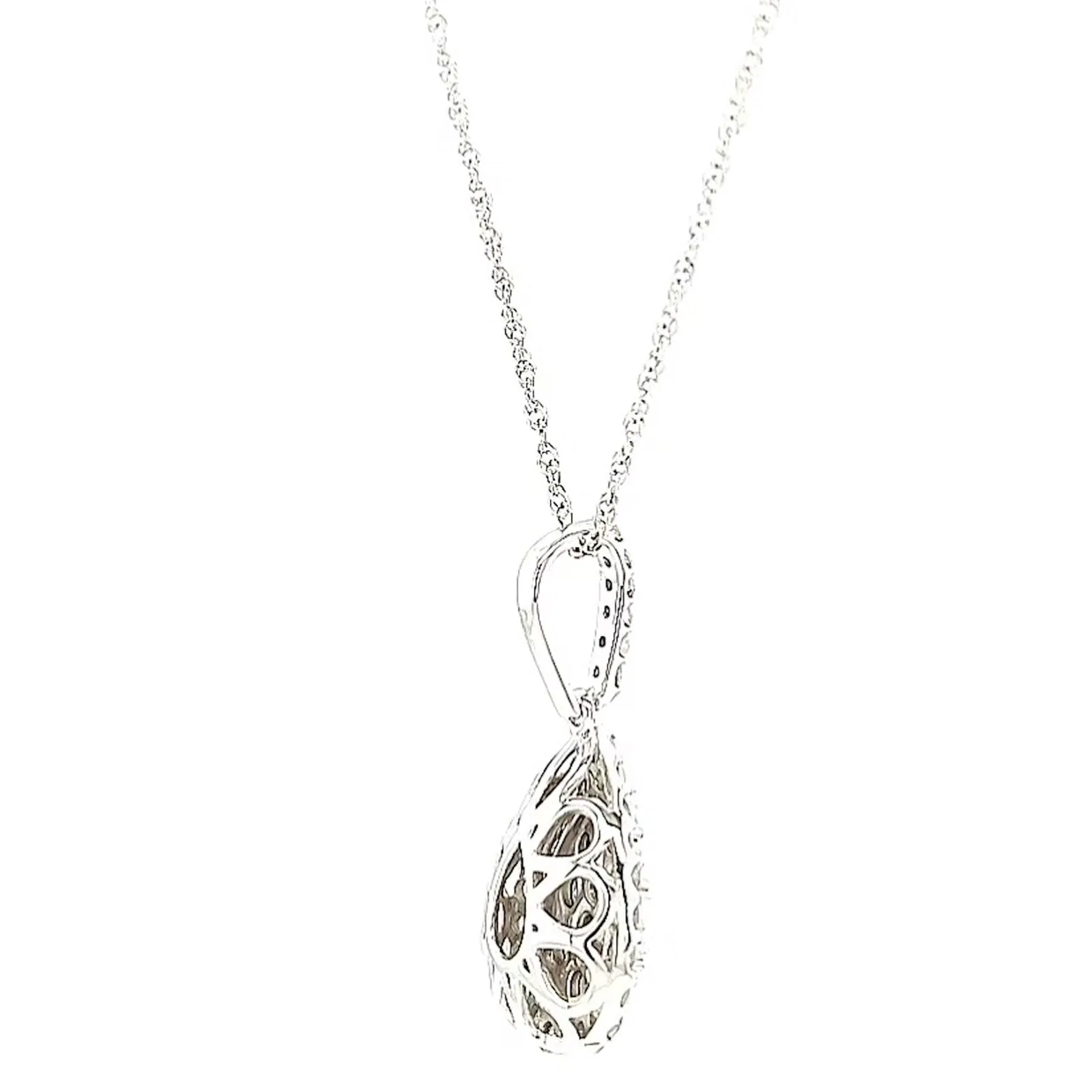 Celebration Sterling Silver Round Brilliant Cut 1/2 CARAT tw of Diamonds Pear Necklace Pendant