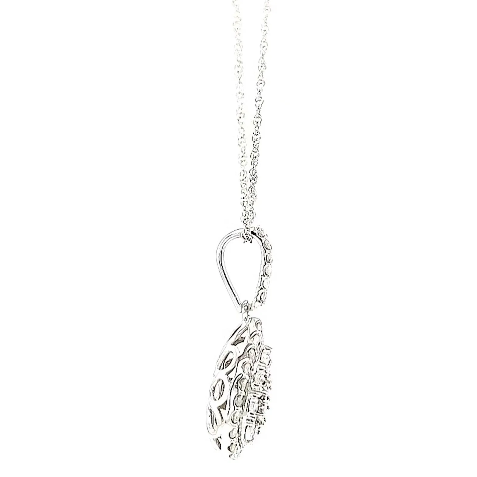 Celebration Sterling Silver Round Brilliant Cut 1/2 CARAT tw of Diamonds Pear Necklace Pendant