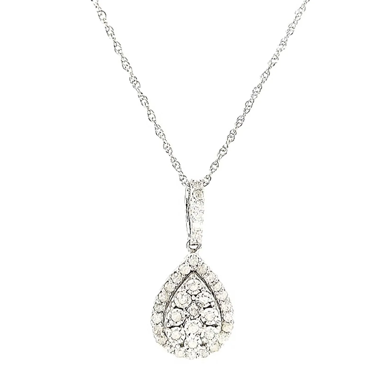Celebration Sterling Silver Round Brilliant Cut 1/2 CARAT tw of Diamonds Pear Necklace Pendant