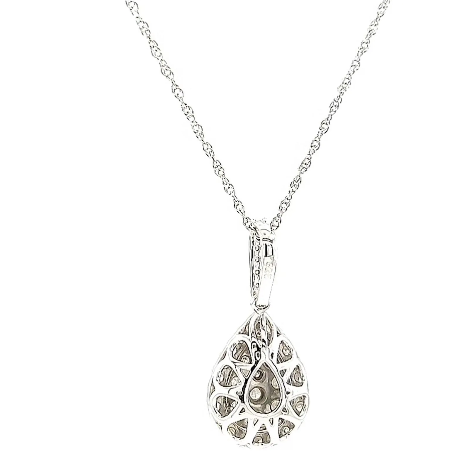 Celebration Sterling Silver Round Brilliant Cut 1/2 CARAT tw of Diamonds Pear Necklace Pendant