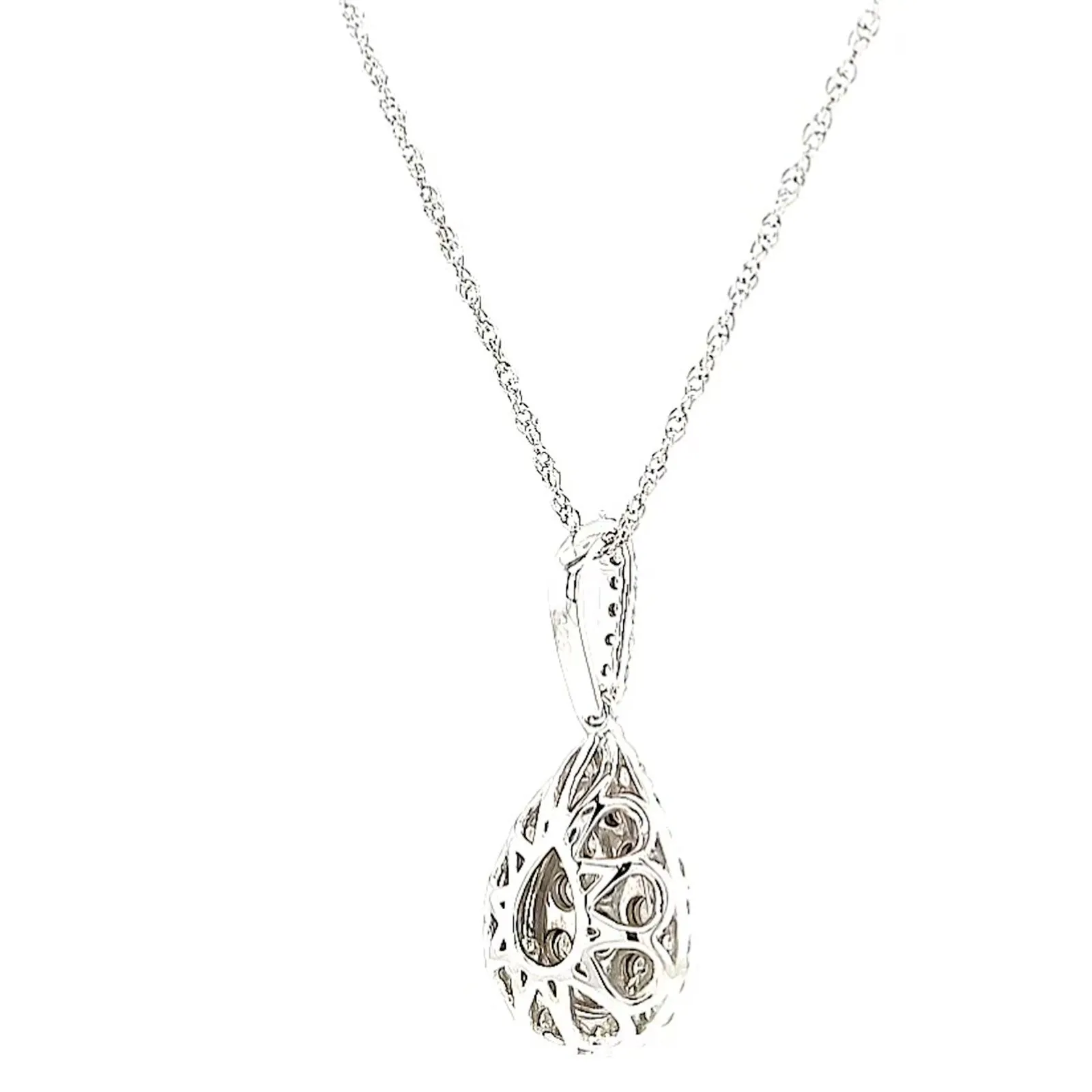 Celebration Sterling Silver Round Brilliant Cut 1/2 CARAT tw of Diamonds Pear Necklace Pendant