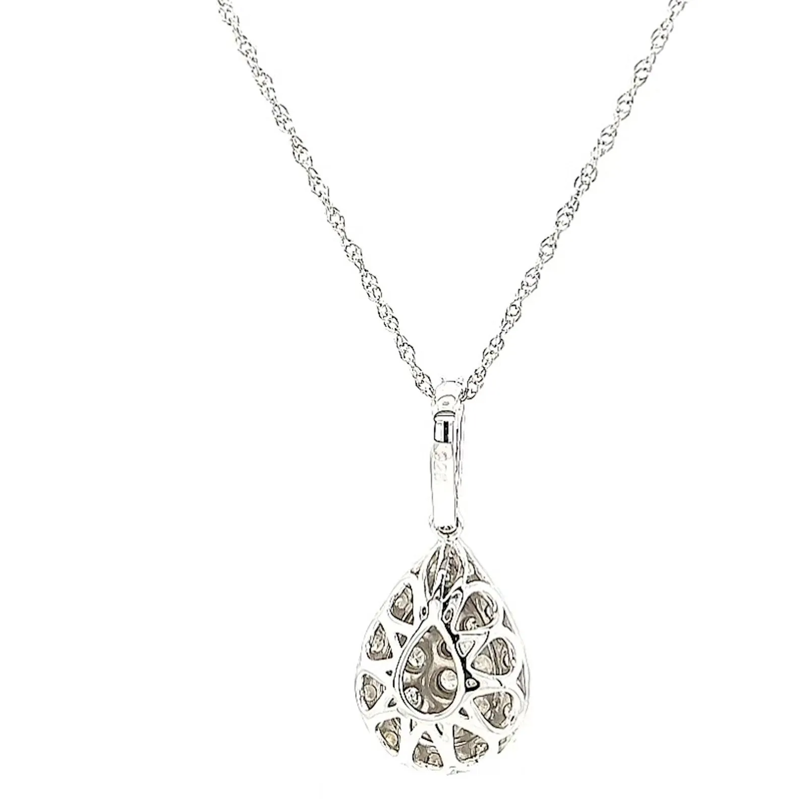 Celebration Sterling Silver Round Brilliant Cut 1/2 CARAT tw of Diamonds Pear Necklace Pendant