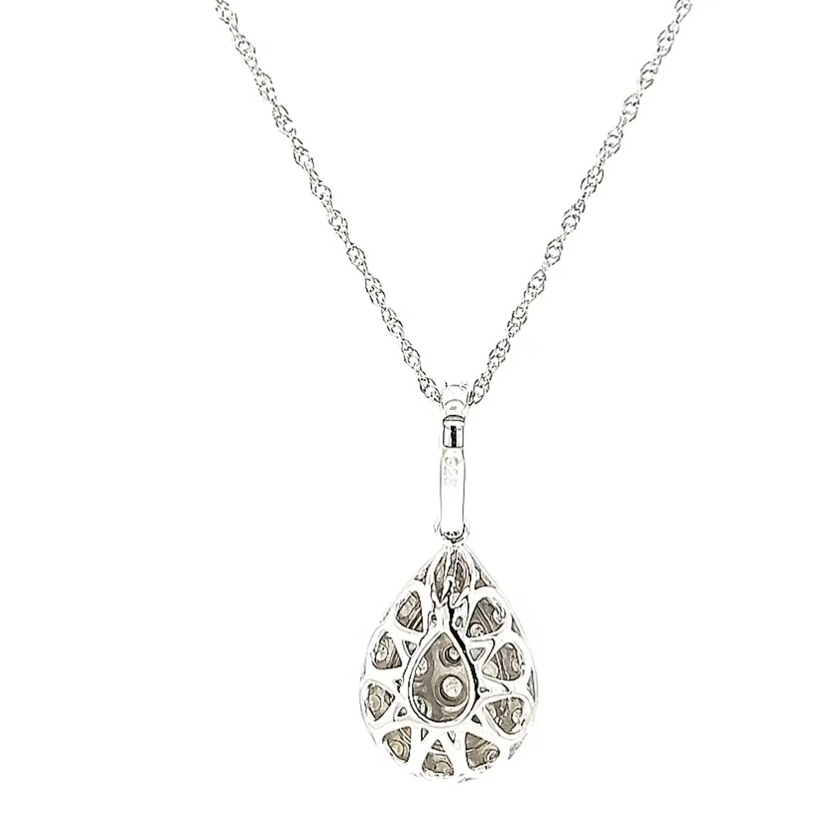 Celebration Sterling Silver Round Brilliant Cut 1/2 CARAT tw of Diamonds Pear Necklace Pendant