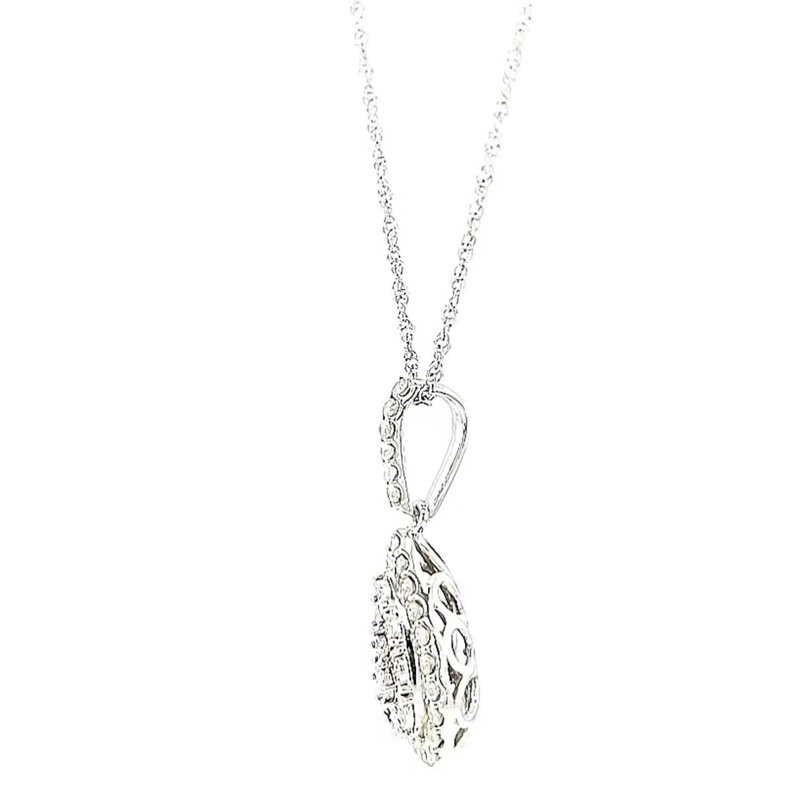 Celebration Sterling Silver Round Brilliant Cut 1/2 CARAT tw of Diamonds Pear Necklace Pendant