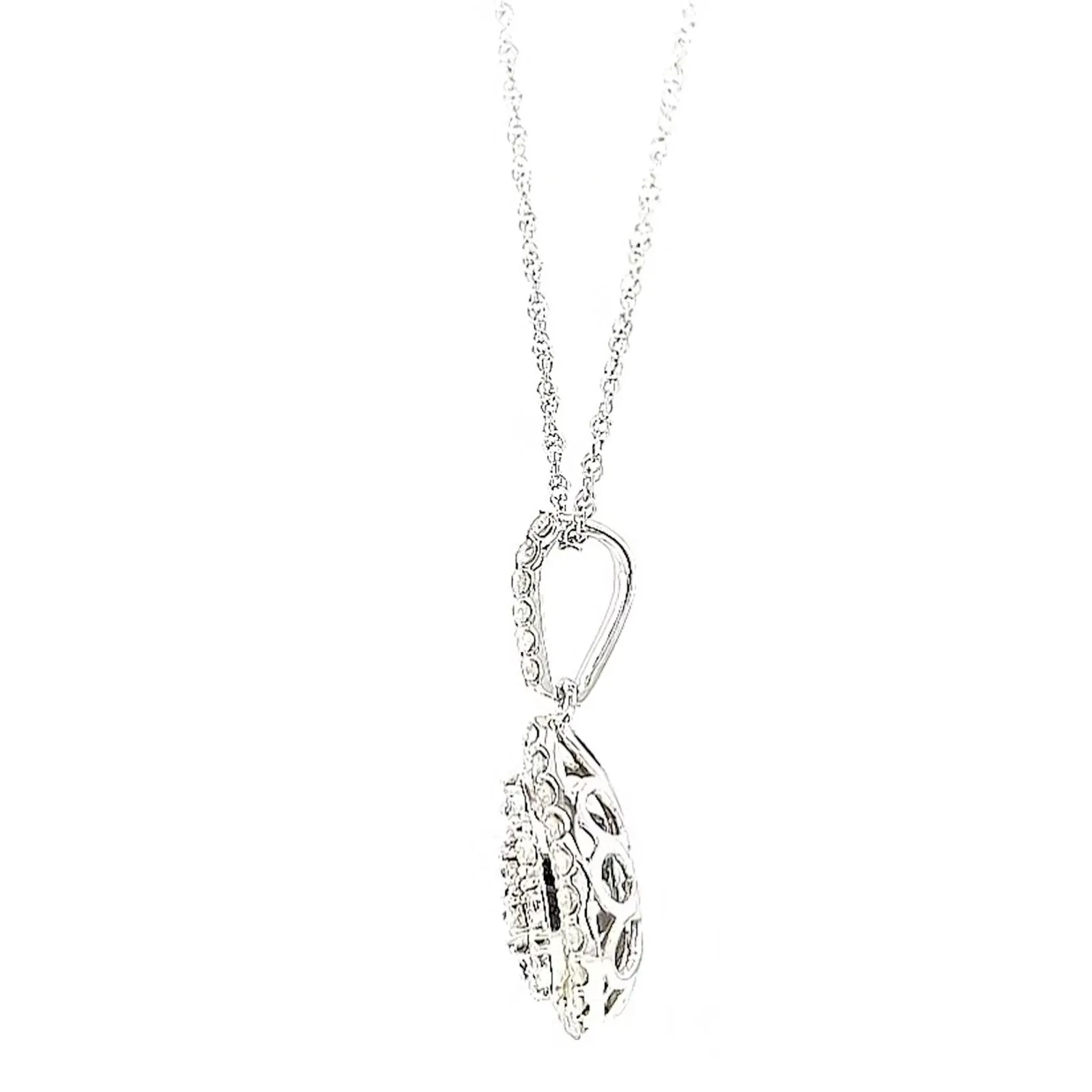 Celebration Sterling Silver Round Brilliant Cut 1/2 CARAT tw of Diamonds Pear Necklace Pendant