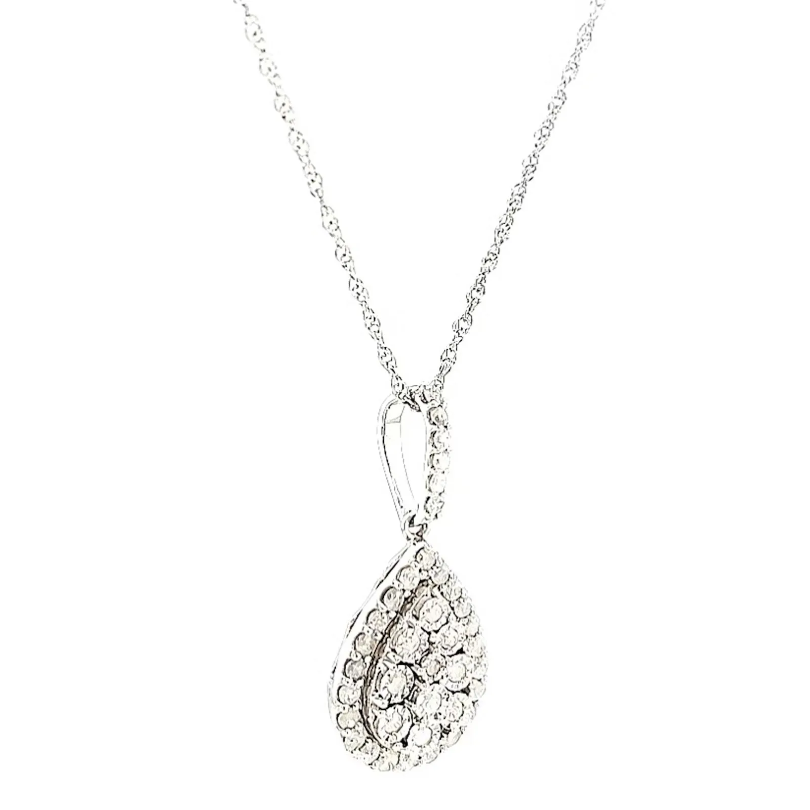 Celebration Sterling Silver Round Brilliant Cut 1/2 CARAT tw of Diamonds Pear Necklace Pendant