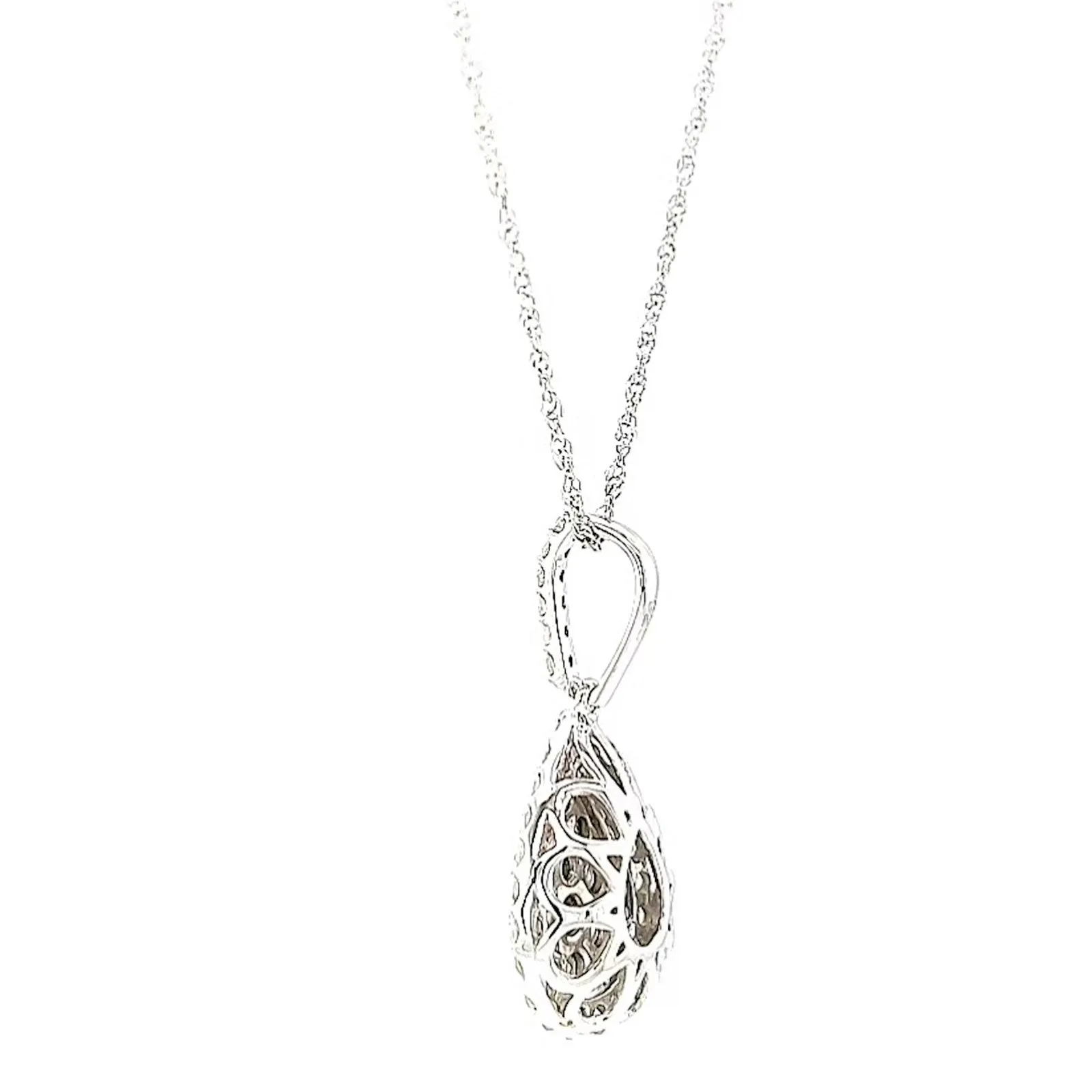 Celebration Sterling Silver Round Brilliant Cut 1/2 CARAT tw of Diamonds Pear Necklace Pendant