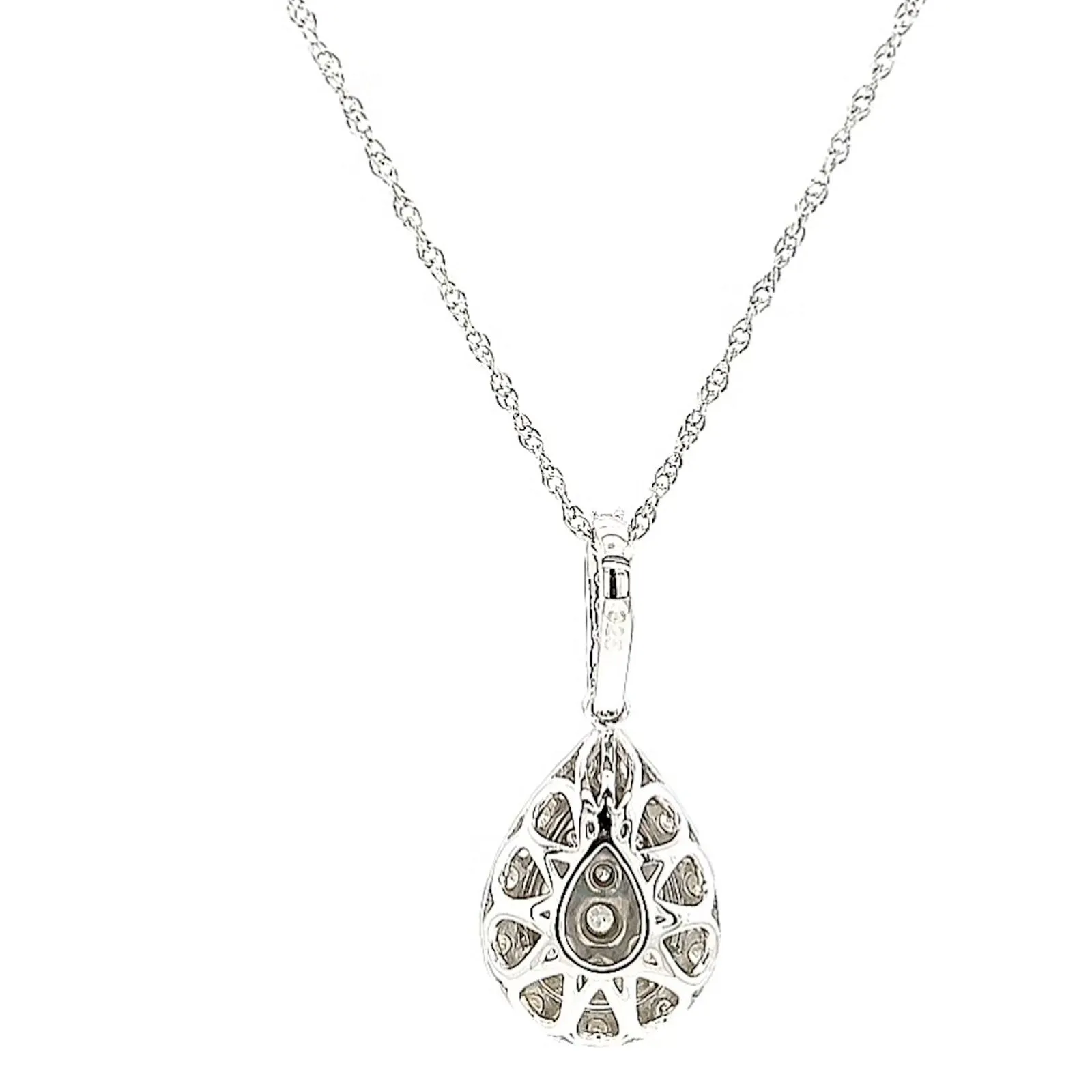 Celebration Sterling Silver Round Brilliant Cut 1/2 CARAT tw of Diamonds Pear Necklace Pendant