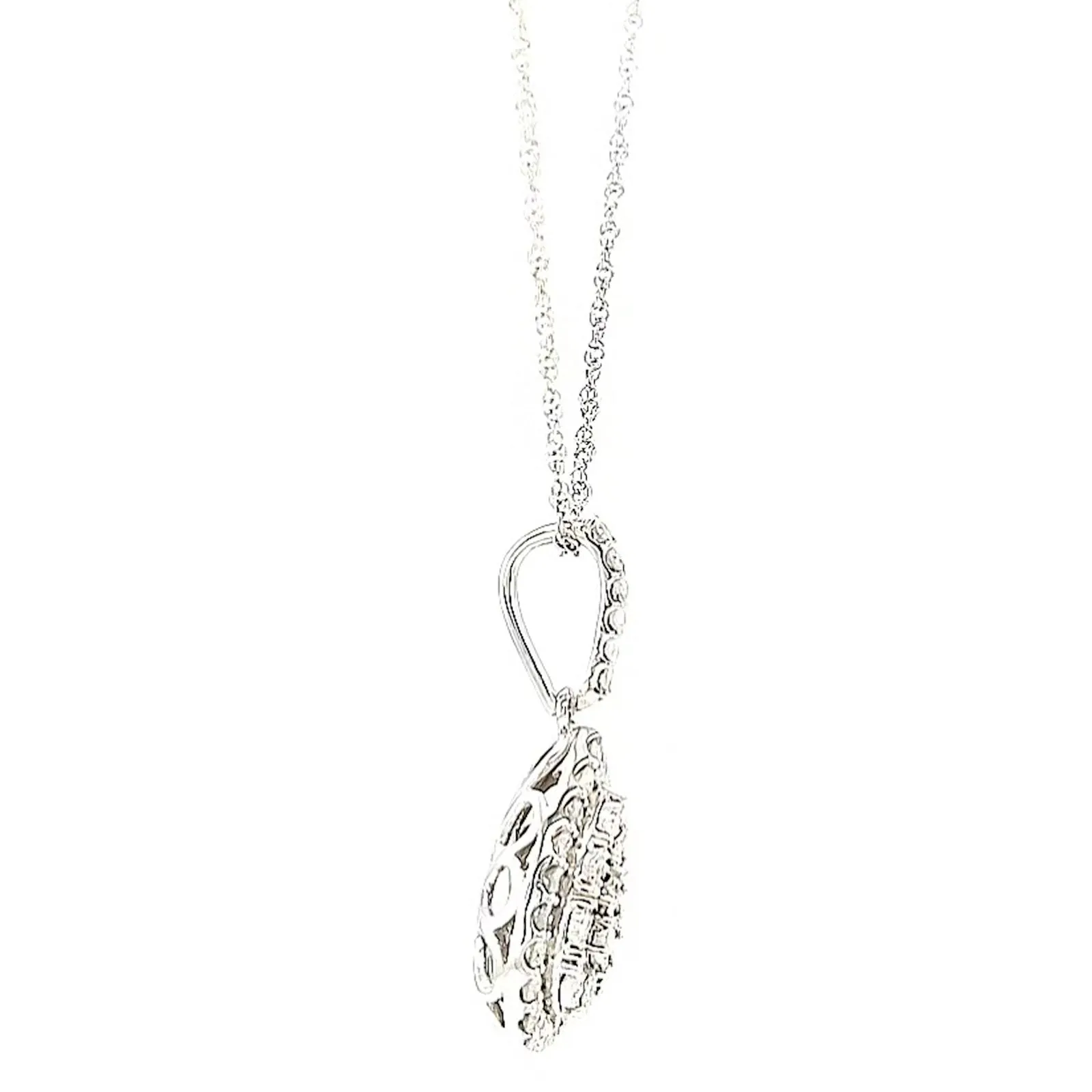 Celebration Sterling Silver Round Brilliant Cut 1/2 CARAT tw of Diamonds Pear Necklace Pendant