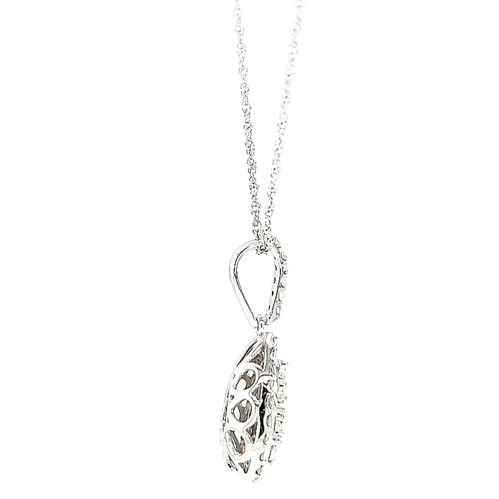 Celebration Sterling Silver Round Brilliant Cut 1/2 CARAT tw of Diamonds Pear Necklace Pendant