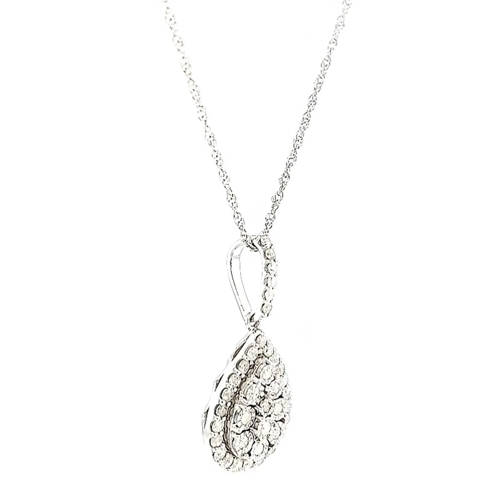 Celebration Sterling Silver Round Brilliant Cut 1/2 CARAT tw of Diamonds Pear Necklace Pendant