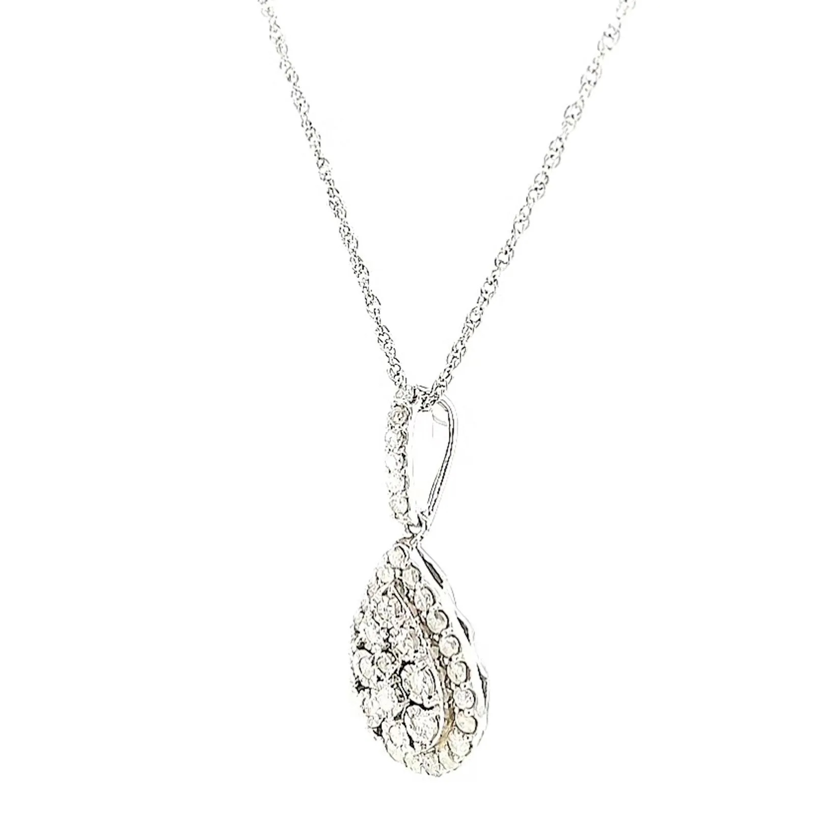 Celebration Sterling Silver Round Brilliant Cut 1/2 CARAT tw of Diamonds Pear Necklace Pendant