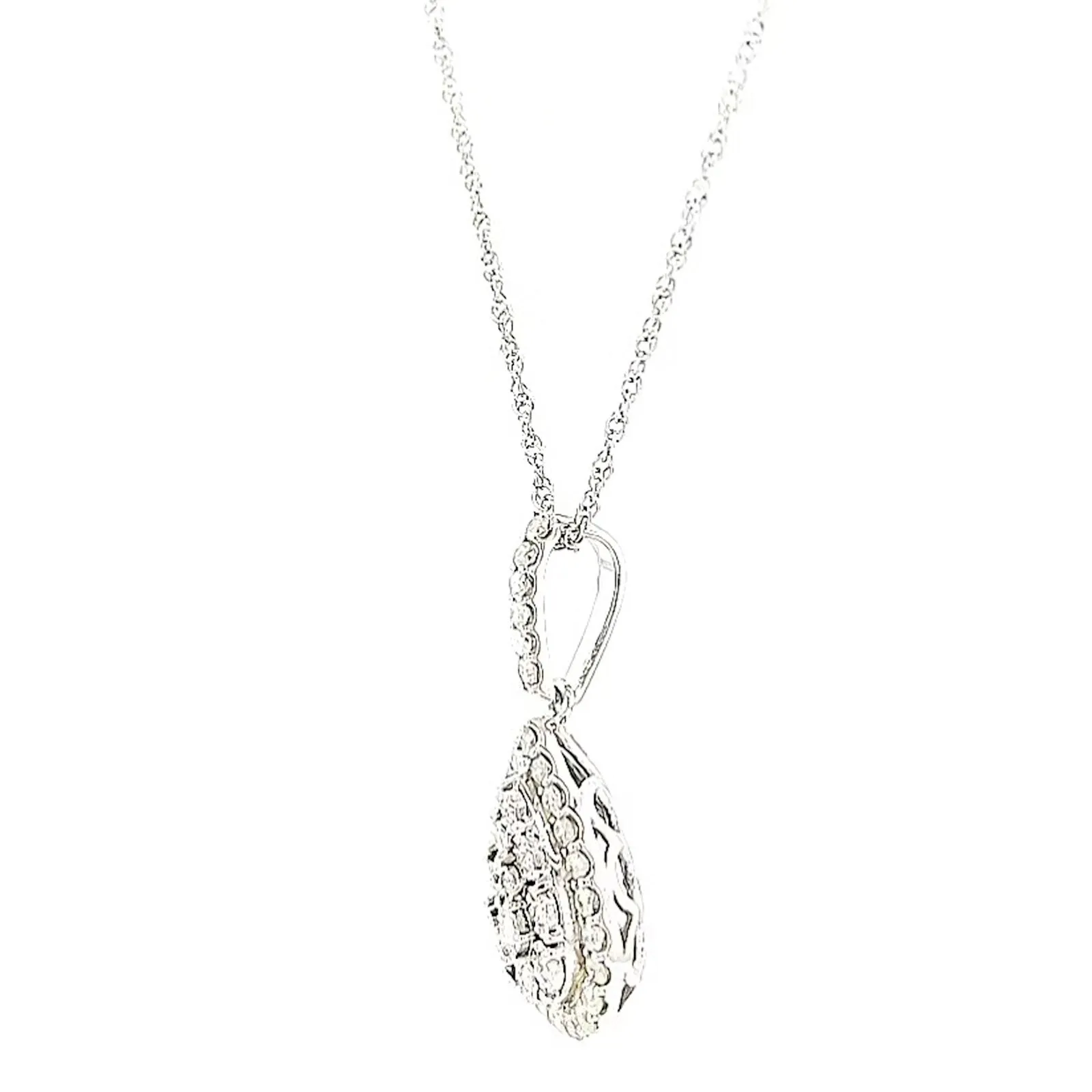 Celebration Sterling Silver Round Brilliant Cut 1/2 CARAT tw of Diamonds Pear Necklace Pendant