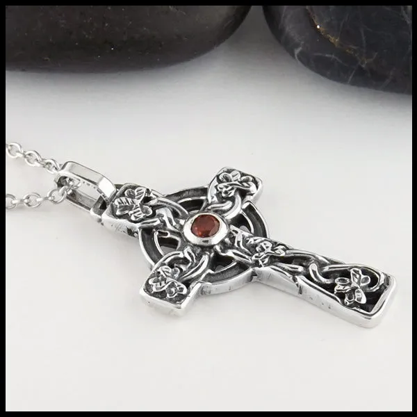 Celtic Shamrock Cross with Gemstones