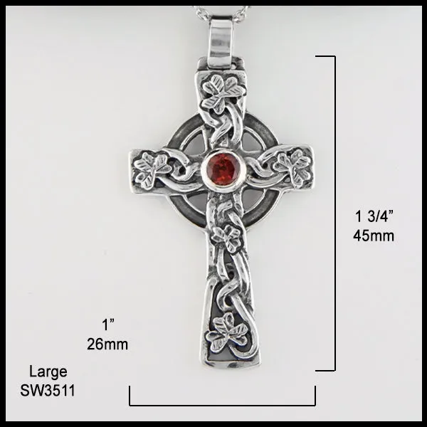 Celtic Shamrock Cross with Gemstones