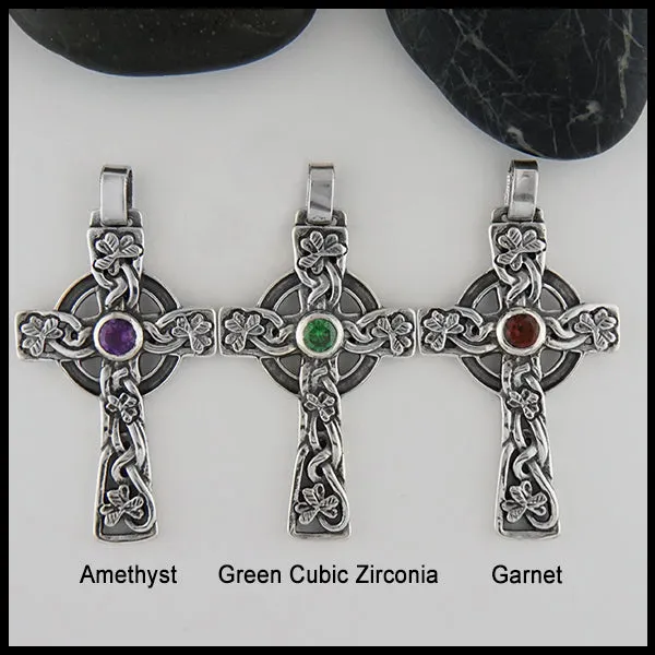 Celtic Shamrock Cross with Gemstones