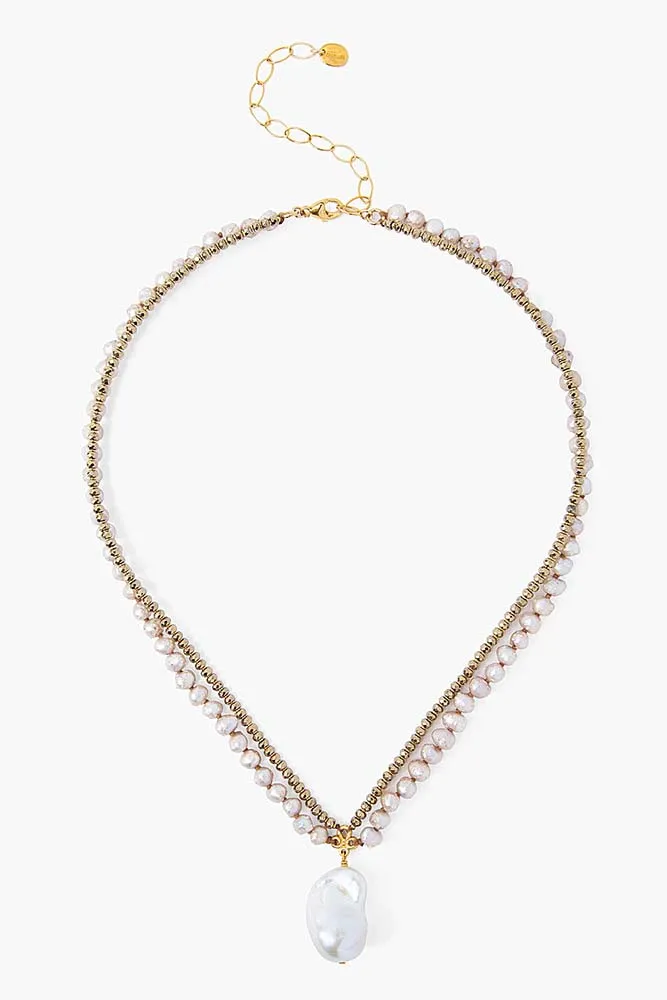 Chan Luu White Pearl Mix Baroque Pendant Necklace