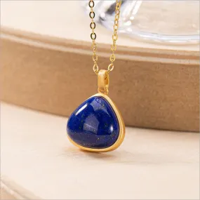 CHSBEAUTY Women's Elegant Fashion Stylish Triangular Design Genuine Blue Lapis-Lazuli Necklace Jewelry