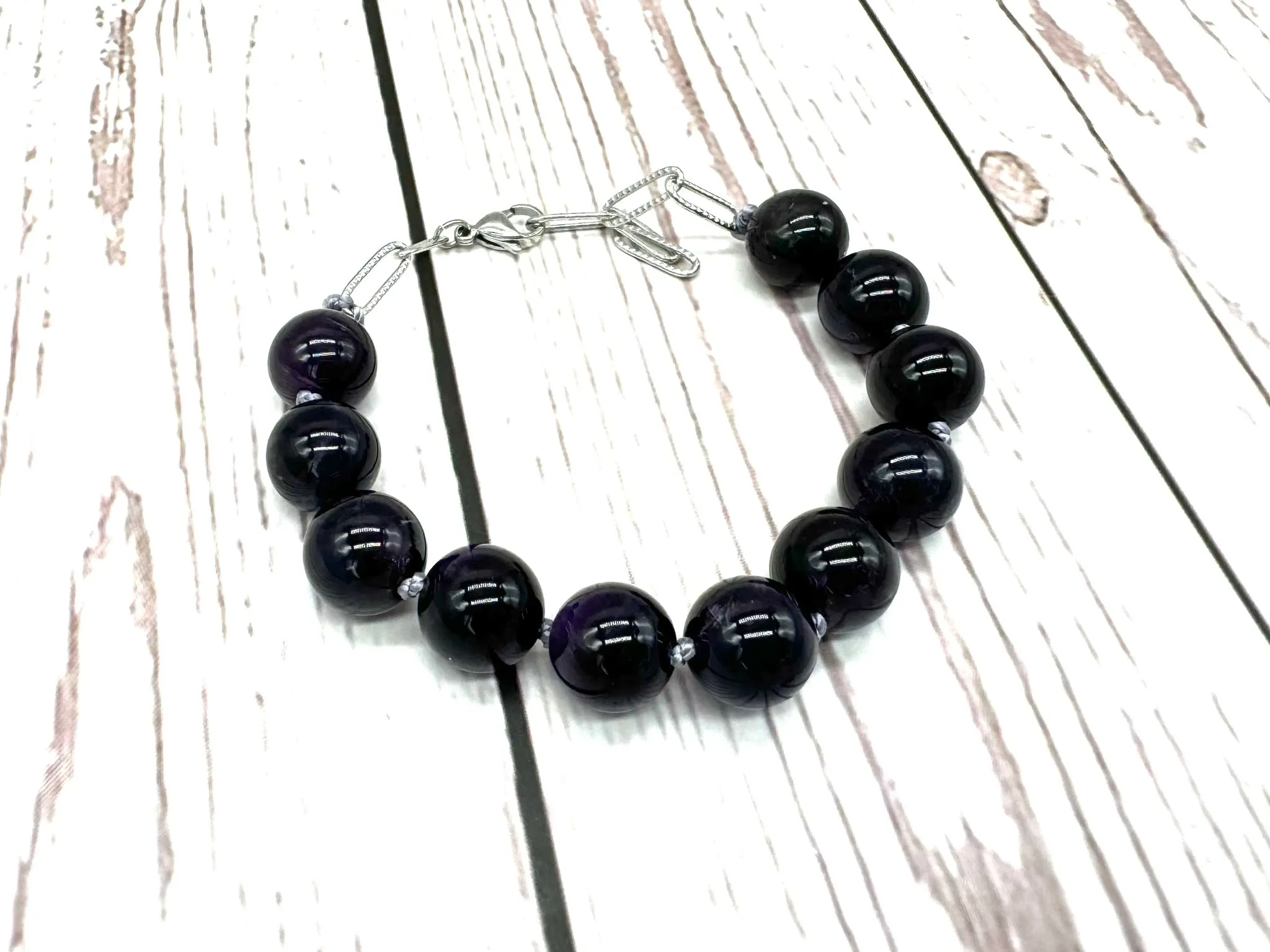 Chunky Amethyst Beaded Bracelet