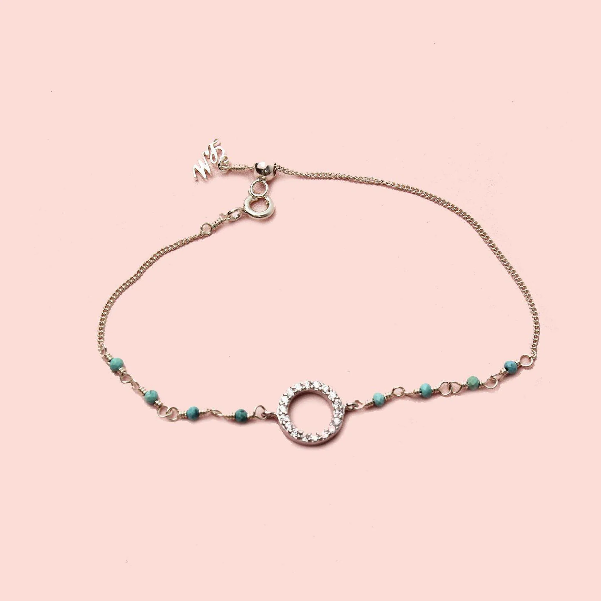Circle Charm with Turquoise Bracelet