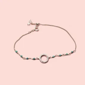 Circle Charm with Turquoise Bracelet