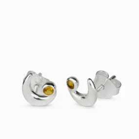 Citrine Moon Stud Earrings